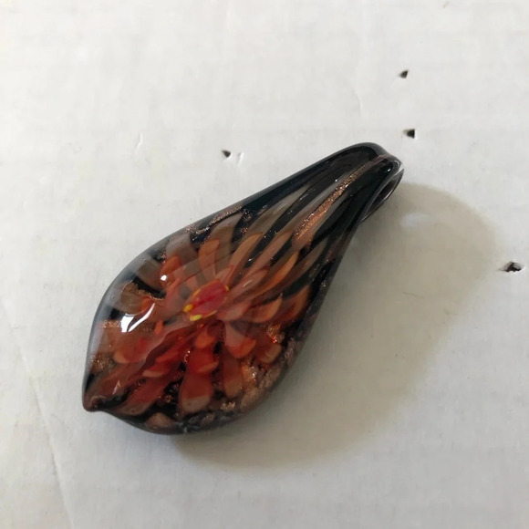 Hand Blown Glass Flower  Pendant - Picture 1 of 8